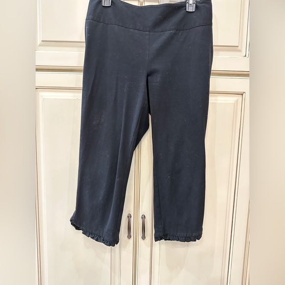 Black Cropped Pants with Ruffle Hem - Picture 1 of 4
